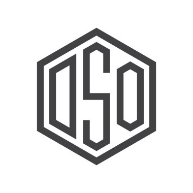 üç harfli baş harfleri altıgen logo siyah işareti simgesi