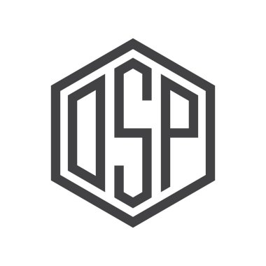 üç harfli baş harfleri altıgen logo siyah işareti simgesi