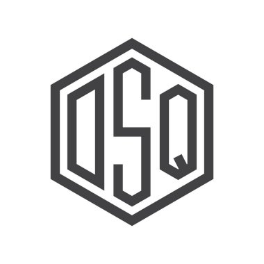 üç harfli baş harfleri altıgen logo siyah işareti simgesi