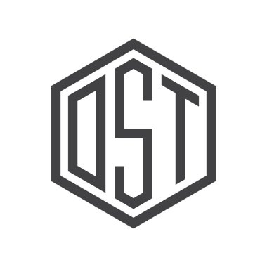 üç harfli baş harfleri altıgen logo siyah işareti simgesi