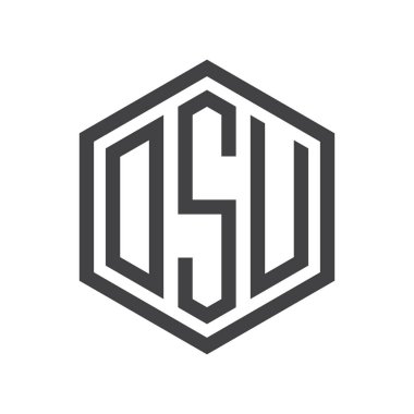 üç harfli baş harfleri altıgen logo siyah işareti simgesi