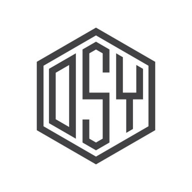 üç harfli baş harfleri altıgen logo siyah işareti simgesi