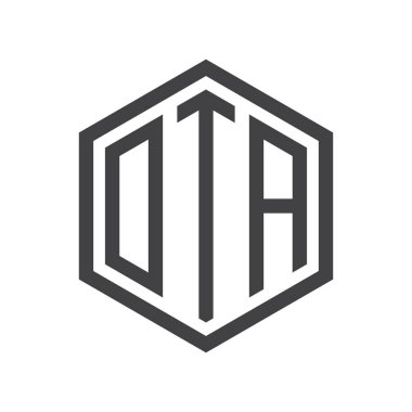 üç harfli baş harfleri altıgen logo siyah işareti simgesi