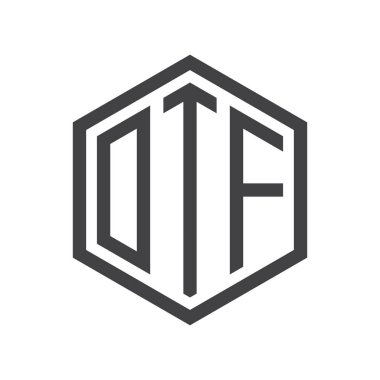 üç harfli baş harfleri altıgen logo siyah işareti simgesi