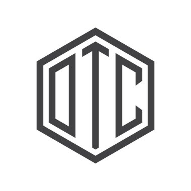 üç harfli baş harfleri altıgen logo siyah işareti simgesi