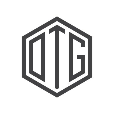 üç harfli baş harfleri altıgen logo siyah işareti simgesi