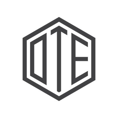 üç harfli baş harfleri altıgen logo siyah işareti simgesi