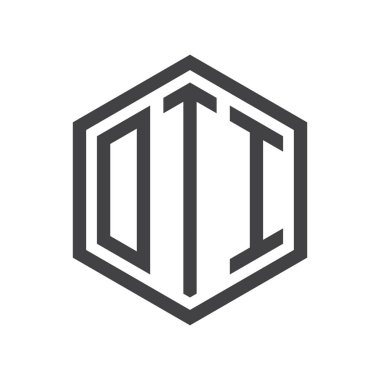 üç harfli baş harfleri altıgen logo siyah işareti simgesi