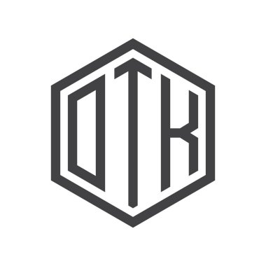 üç harfli baş harfleri altıgen logo siyah işareti simgesi