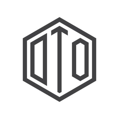 üç harfli baş harfleri altıgen logo siyah işareti simgesi