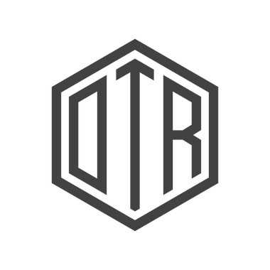 üç harfli baş harfleri altıgen logo siyah işareti simgesi