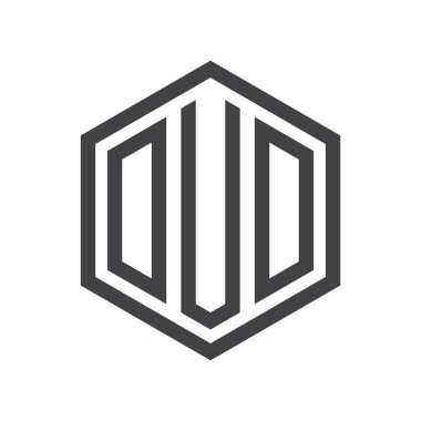 üç harfli baş harfleri altıgen logo siyah işareti simgesi