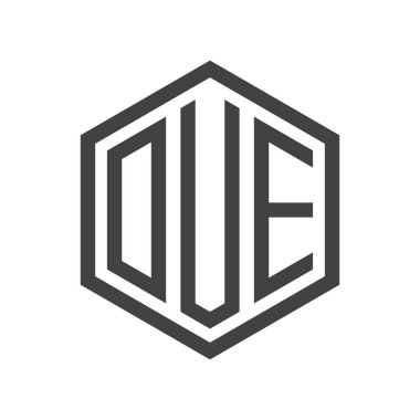 üç harfli baş harfleri altıgen logo siyah işareti simgesi