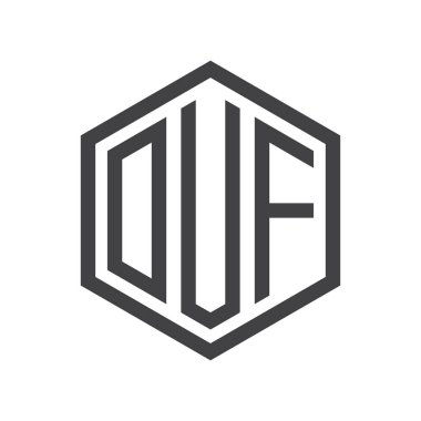 üç harfli baş harfleri altıgen logo siyah işareti simgesi