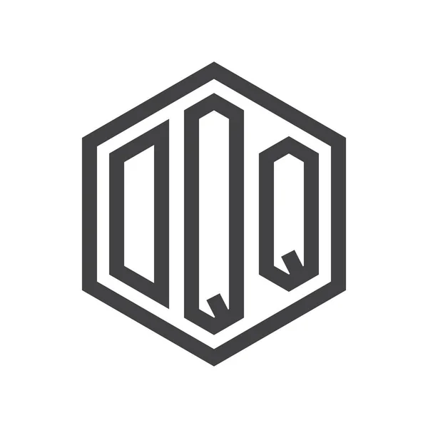 Drieletterige initialen zeshoek logo zwart teken symbool — Stockvector
