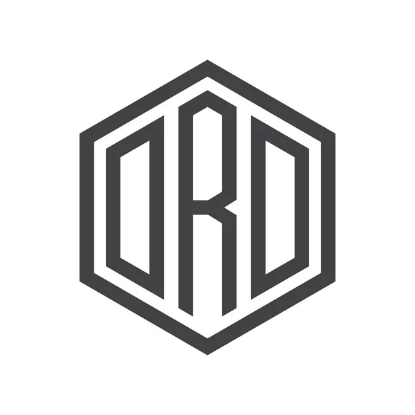 Drei-Buchstaben-Initialen Sechseck-Logo schwarzes Zeichen Symbol — Stockvektor