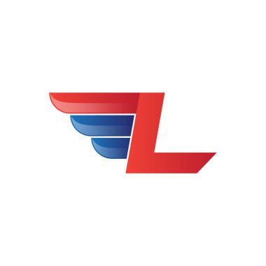 hızlı ilk harf L logo vektör kanat
