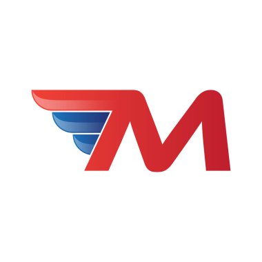 hızlı ilk harf M logo vektör kanat