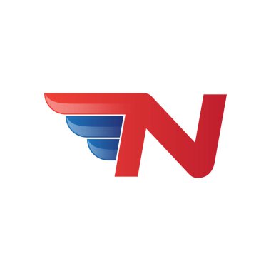 hızlı ilk harf N logo vektör kanat