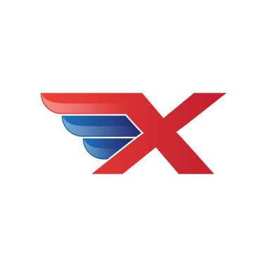 hızlı ilk harf X logo vektör kanat