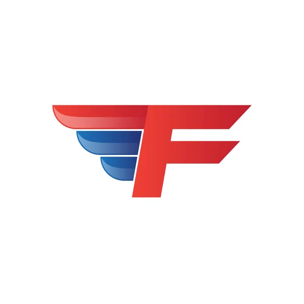 Snelle eerste letter F logo vector vleugel — Stockvector
