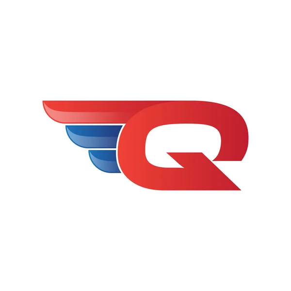 Lettre initiale rapide Q logo aile vectorielle — Image vectorielle