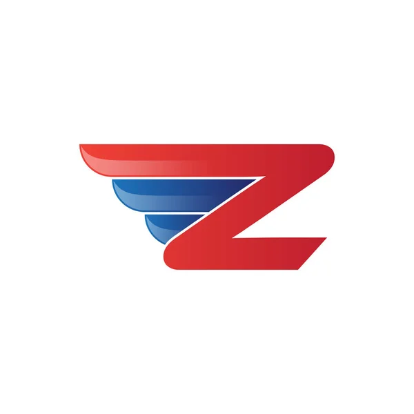 Letra inicial rápida Z logo vector ala — Vector de stock