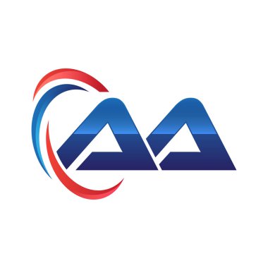 İlk harf logo swoosh kırmızı mavi