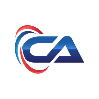 İlk harf logo swoosh kırmızı mavi