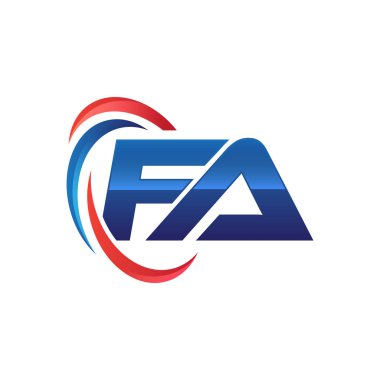 İlk harf logo swoosh kırmızı mavi