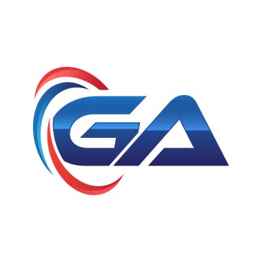 İlk harf logo swoosh kırmızı mavi