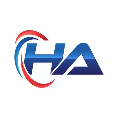 İlk harf logo swoosh kırmızı mavi