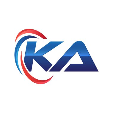 İlk harf logo swoosh kırmızı mavi