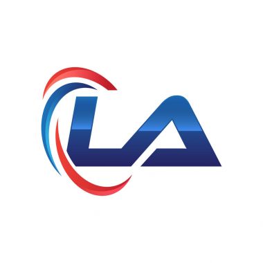 İlk harf logo swoosh kırmızı mavi