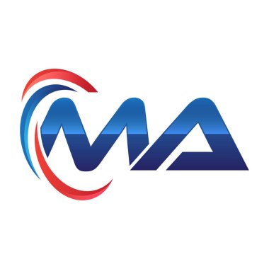 İlk harf logo swoosh kırmızı mavi