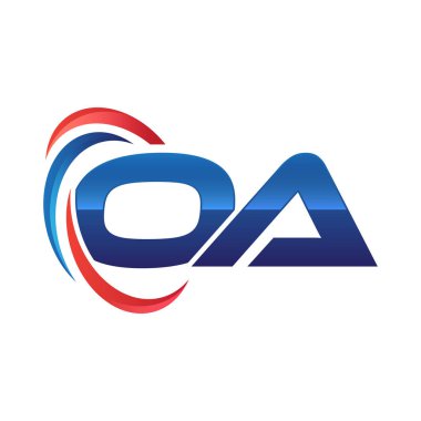 İlk harf logo swoosh kırmızı mavi