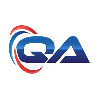 İlk harf logo swoosh kırmızı mavi