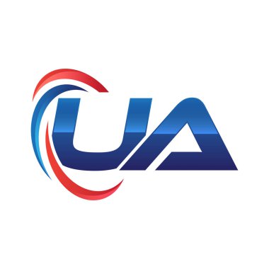 İlk harf logo swoosh kırmızı mavi