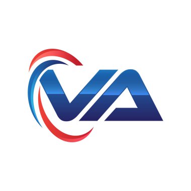 İlk harf logo swoosh kırmızı mavi