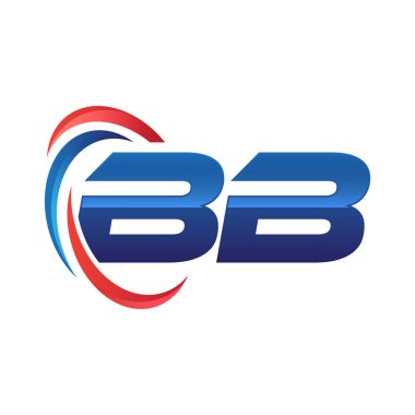 İlk harf logo swoosh kırmızı mavi