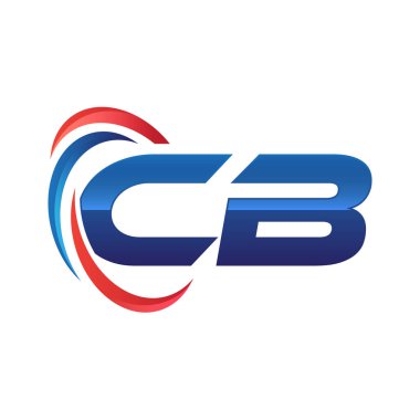 İlk harf logo swoosh kırmızı mavi