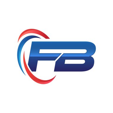 İlk harf logo swoosh kırmızı mavi