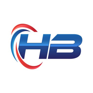 İlk harf logo swoosh kırmızı mavi