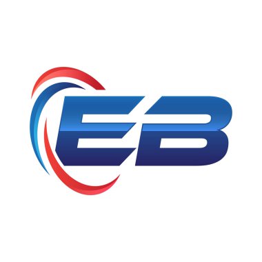 İlk harf logo swoosh kırmızı mavi