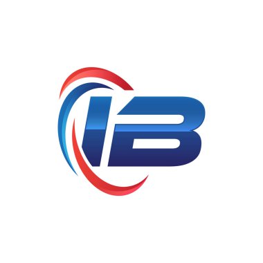 İlk harf logo swoosh kırmızı mavi