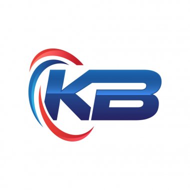 İlk harf logo swoosh kırmızı mavi