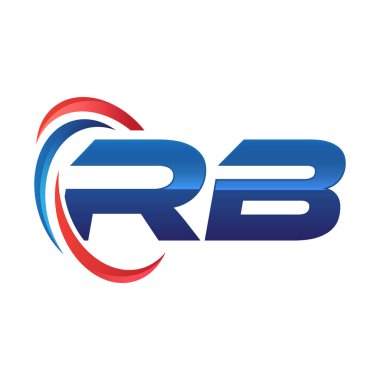 İlk harf logo swoosh kırmızı mavi