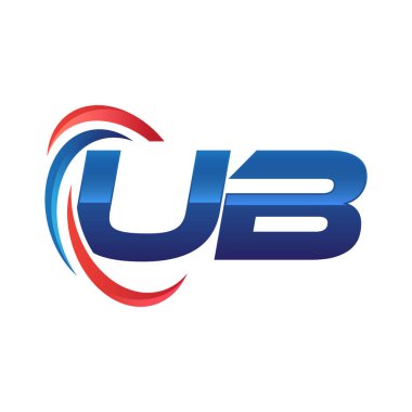 İlk harf logo swoosh kırmızı mavi