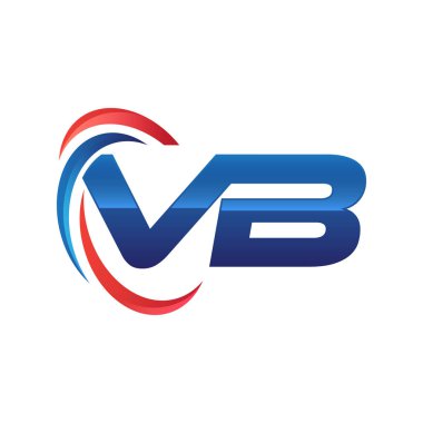 İlk harf logo swoosh kırmızı mavi