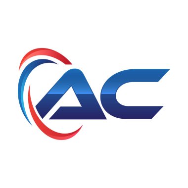 İlk harf logo swoosh kırmızı mavi